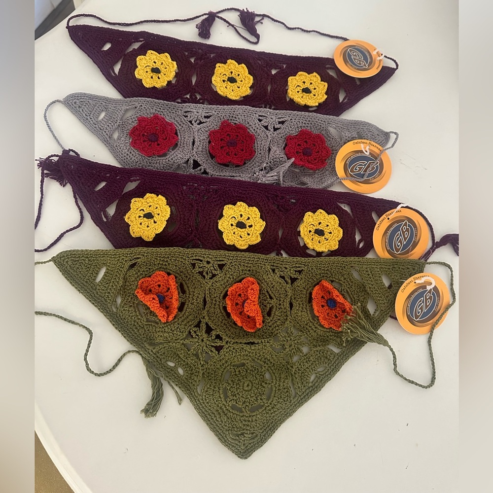 Goorin Bros Hair Scarf Head Kerchief Crochet Bandana Triangle Tie Back Head Wrap